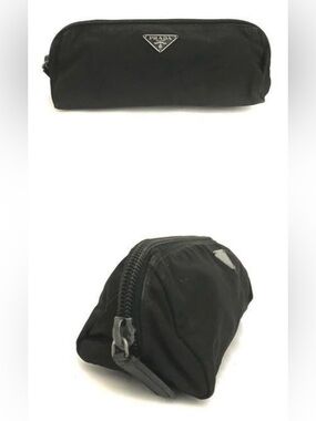 Prada Toiletry / Makeup Pouch with Logo Plaque